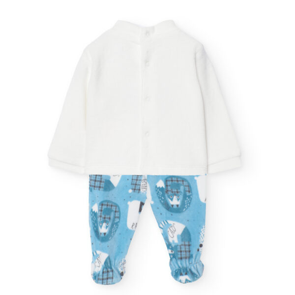 Conjunto terciopelo niño gatos celeste - Image 2