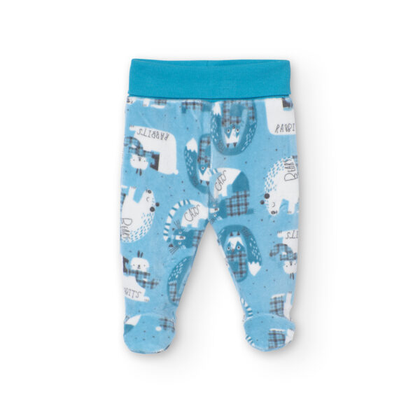 Conjunto terciopelo niño gatos celeste - Image 4