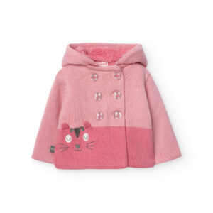 Chaqueta tejido de punto gato rosa