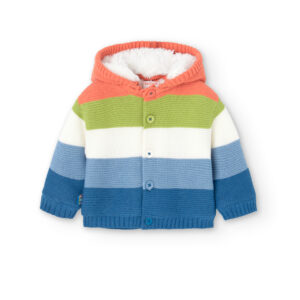 Chaqueta tejido de punto rayas coral