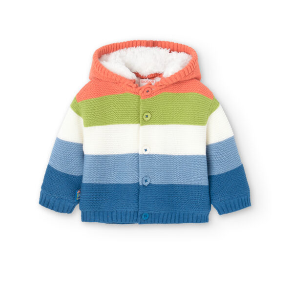 Chaqueta tejido de punto rayas coral