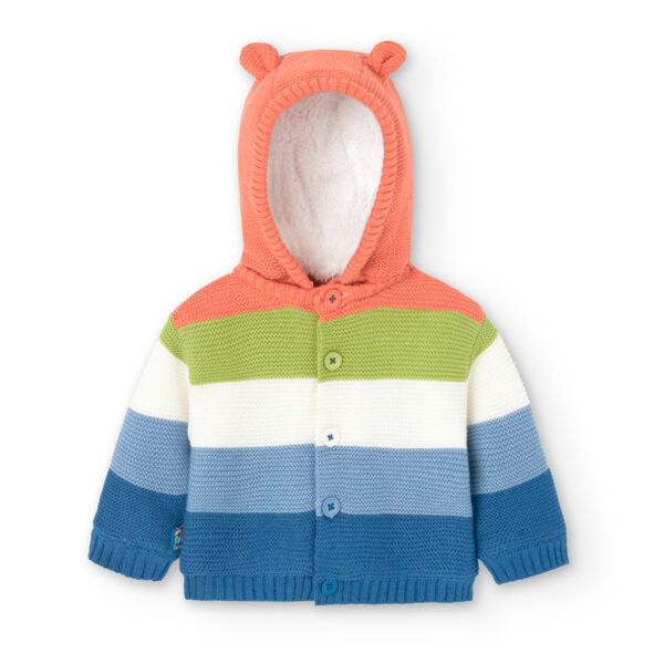 Chaqueta tejido de punto rayas coral - Image 5