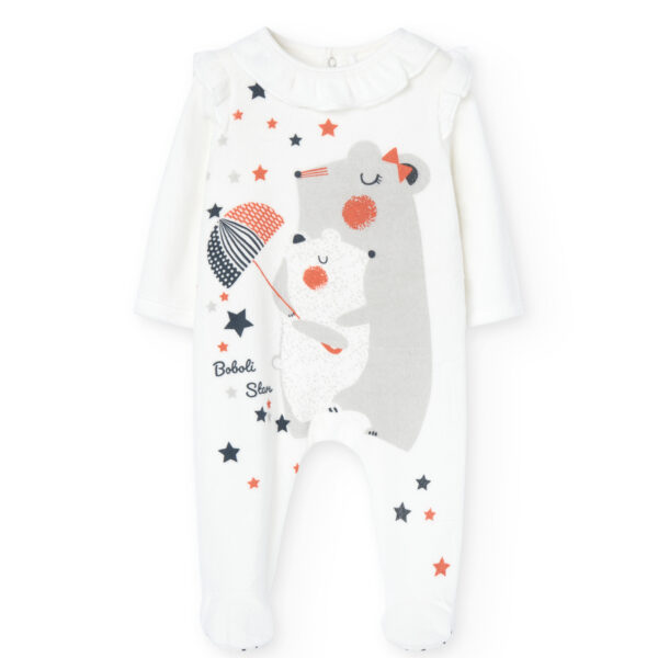 Mameluco terciopelo estrellas blanco