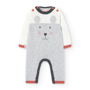 Mamaluco tejido de punto oso gris con medias