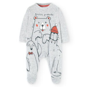 Mameluco terciopelo arctic friends gris