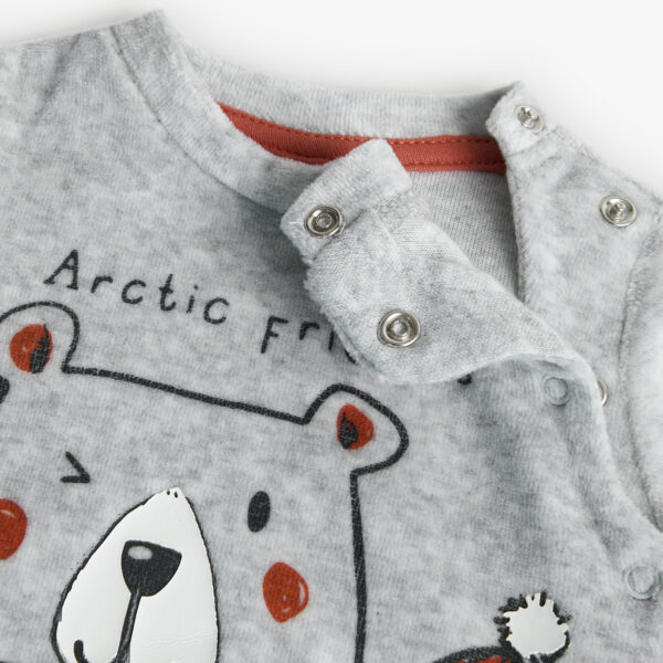 Mameluco terciopelo arctic friends gris - Image 3