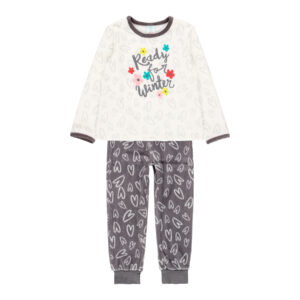 Pijama niña corazones grises